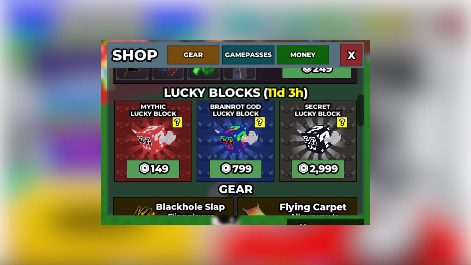 You can buy all three blocks from the in-game Shop (Image via Roblox)